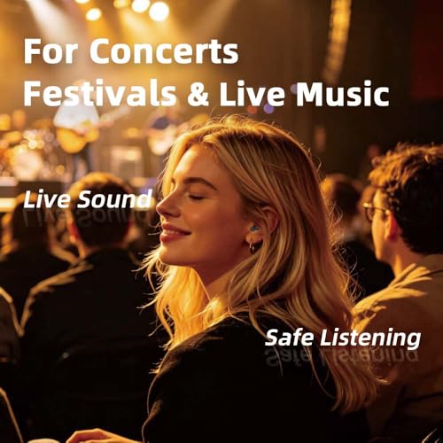 LYSIAN High Fidelity Concert Ear Plugs, 23dB, 2 Pairs with Case, Black | Reusable soft musician earplugs for concerts, festivals & raves; 23dB noise reduction, 2 pairs with aluminum case - color: Black