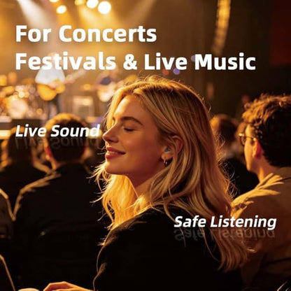 LYSIAN High Fidelity Concert Ear Plugs, 23dB, 2 Pairs with Case, Black | Reusable soft musician earplugs for concerts, festivals & raves; 23dB noise reduction, 2 pairs with aluminum case - color: Black
