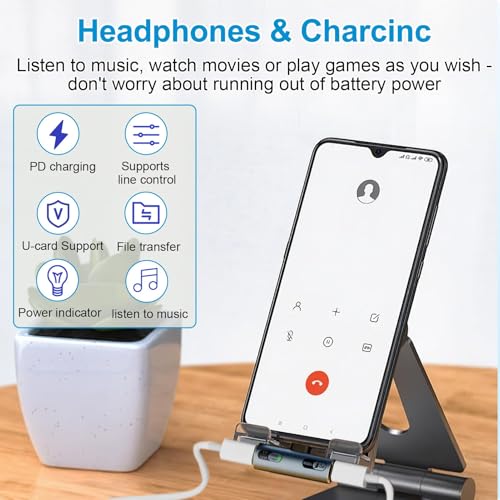 USB C Splitter with 100W Fast Charging Compatible with iPhone 16/15 Series | 2 in 1 Dual USB C Headphone and Charger Adapter USB3.2 10Gbps Data Transfer Compatible with Galaxy S24/S23, iPad, MacBook