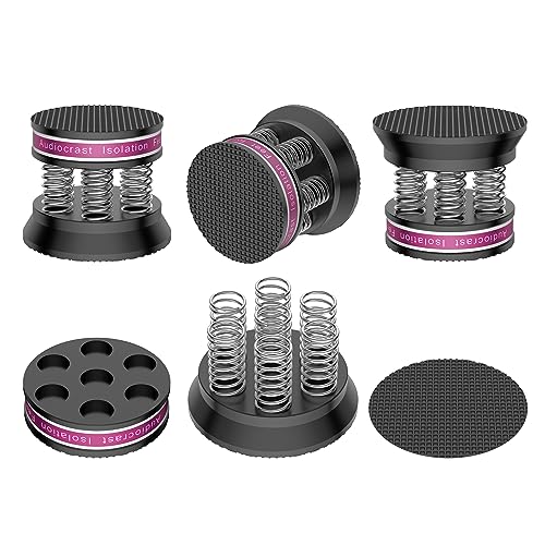4px Spring Speaker Spike Pads, Isolation Stand Feet, Aluminum Non-Slip Speaker Floor Protectors, Sound Dampening Anti Vibration Speaker Base Pad for HiFi Amplifier/DAC/Turntable/Player - color: Black