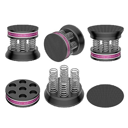 4px Spring Speaker Spike Pads, Isolation Stand Feet, Aluminum Non-Slip Speaker Floor Protectors, Sound Dampening Anti Vibration Speaker Base Pad for HiFi Amplifier/DAC/Turntable/Player - color: Black