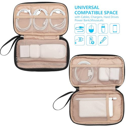 NISHEL Travel Cord Organizer Case, Double Layers Tech Electronic Bag, Essentials for Charger, Cable, Phone, Flash drive, Medium, Black | Double-layer bag keeps chargers, cables, flash drive, and small tech essentials organized for trip, Medium, Black - co