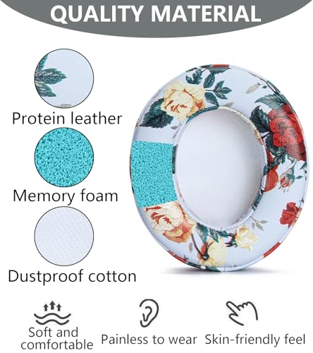Replacement Ear Pads Compatible with Beats Studio 3 Wireless White Flower - color: White Flower