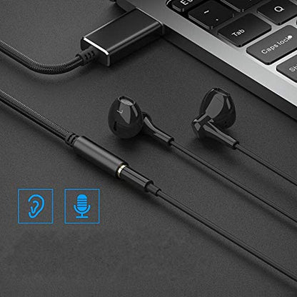 USB to 3.5mm Headphone Jack Audio Adapter, Support USB to TRRS 4-Pole 3.5 aux Port Headset, External Stereo Sound Card for PC, Laptop, PS4,Mac etc (0.6 Feet, Blue) - color: Blue