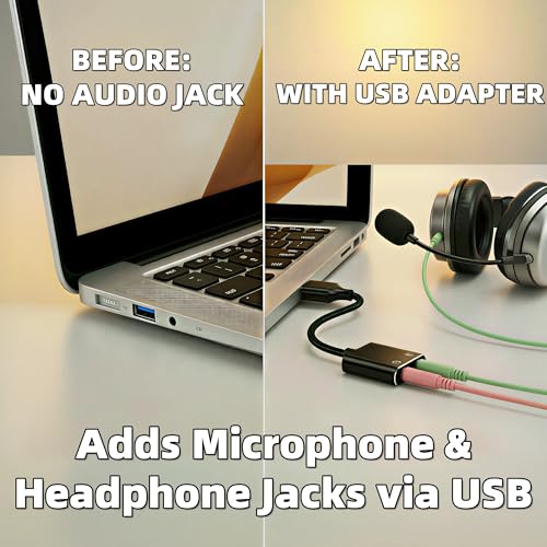 Universal USB Audio Adapter with 3.5mm Combo Jack - for PC, Laptop, Mac, PS5, PS4 & More (Windows/Mac/Linux Compatible)(AA-01)