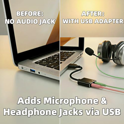 Universal USB Audio Adapter with 3.5mm Combo Jack - for PC, Laptop, Mac, PS5, PS4 & More (Windows/Mac/Linux Compatible)(AA-01)