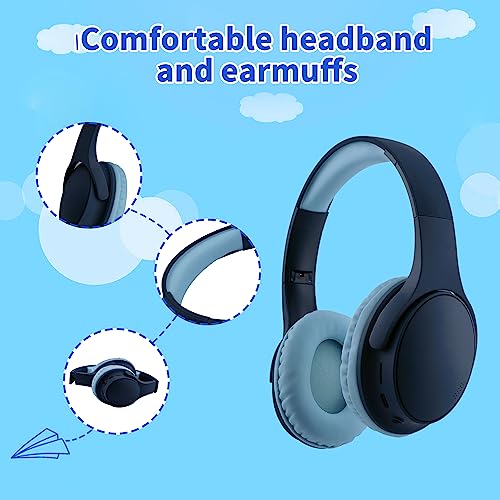 Kids Wireless Headphones, Bluetooth Toddler Headphones,Over Ear Isolation Headphone Foldable with Built-in Mic for Cell Phones TV Tablet School Network Boys Girls (e6 Blue) - color: e6 blue