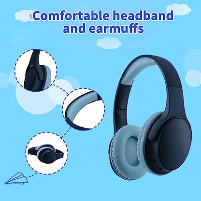 Kids Wireless Headphones, Bluetooth Toddler Headphones,Over Ear Isolation Headphone Foldable with Built-in Mic for Cell Phones TV Tablet School Network Boys Girls (e6 Blue) - color: e6 blue