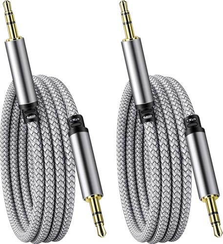 3.5mm Audio Aux Cable - 2 Pack 3ft Nylon Braided Hi-Fi Stereo Audio TRS Cable for Car Home Stereos, Headphones, Speakers, Laptops, Grey - color: Grey, size: 3 Feet