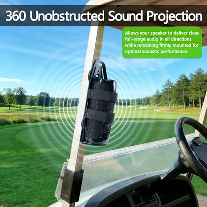 Van Helga Magnetic Speaker Mount for Golf Cart/Boat Railing UTV ATV Go Cart | Adjustable Strap Speaker Holder Attachment for JBL Charge 5-6 Flip 4-7 Golf Cart Accessories