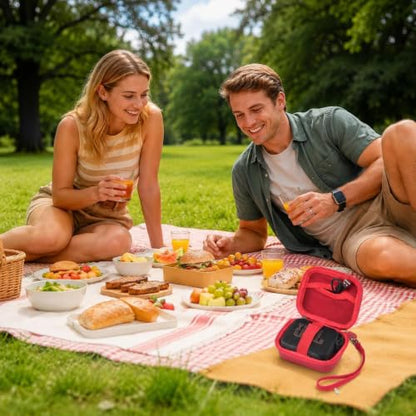 ANKHOH Hard Speaker Case for JBL Go 5/4/3 with Wrist Strap, Case Only - color: Red