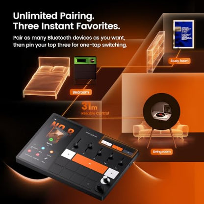 Music Hub C1 — Standalone 6" Touchscreen Music Streamer | DAC 384kHz/32bit, Physical 5-Band EQ, Vocal Remover, Wi-Fi 6 Bluetooth 5.3 — Phone-Free Control Center for Any Speaker System