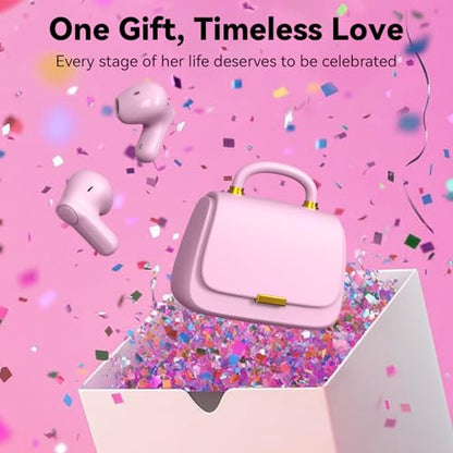 ANCwear Wireless Earbuds with Handbag-Case, Fashion Gift | Bluetooth 5.3, 13mm drivers, touch controls and DIY stickers for music, calls, travel, everyday wear and gifting