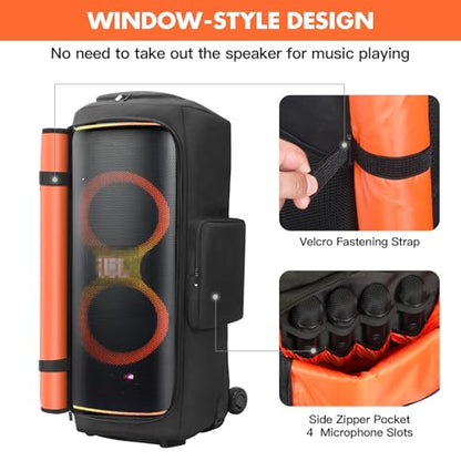 LEFOR·Z Speaker Case Compatible with JBL PartyBox 720,Bottomless Cover | Portable Speaker Dust Cover with Multi-Pockets Fits for JBL Party Box 720 for Outdoor Travel,Cover Only(Without Wheels) - size: Fits for JBL Partybox 720