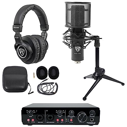 Rockville R-TRACK 2x2 USB Recording Interface Podcast Kit with RCM PRO Mic