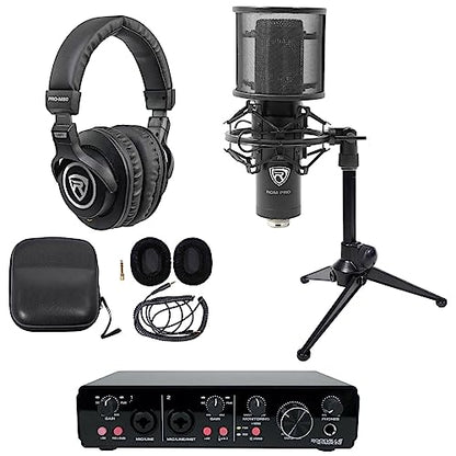 Rockville R-TRACK 2x2 USB Recording Interface Podcast Kit with RCM PRO Mic