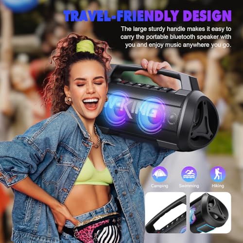 W-King Portable Bluetooth Speaker, 120W Peak Loud Bass Boombox Outdoor - style: D10