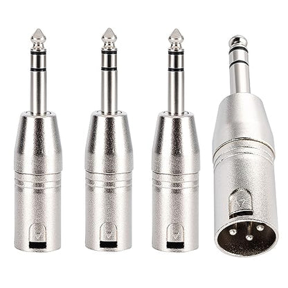 LanSenSu 4-Pack XLR Male to 1/4" TRS Adapter, Balanced Female XLR to Quarter Inch 6.35mm Male Adapters - style: XLR Male to 1/4" TRS Adapter