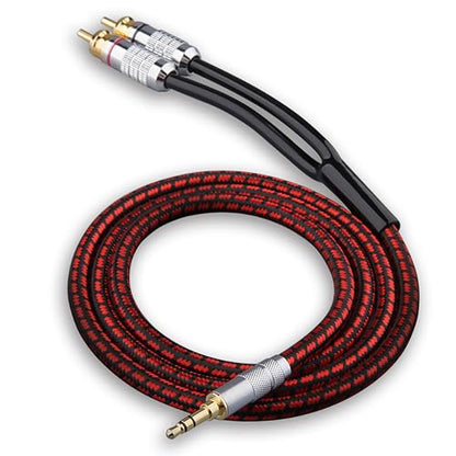 Audiophile High Purity Copper Audio Cable 3.5mm Male to 2 RCA/Phono Male Audio Auxiliary Gold-Plated Stereo HiFi Y Splitter Adapter Cable (Straight 3.5mm to 2 RCA, 3.2ft/1m) - size: 3.2 ft, style: Straight 3.5mm to 2 RCA