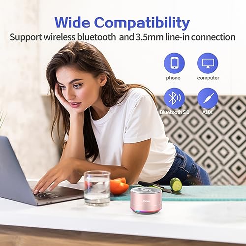LENRUE Portable Wireless Bluetooth Speaker with Built-in-Mic,Handsfree Call,AUX Line,HD Sound and Bass for iPhone Ipad Android Smartphone and More (Pink+case) - color: Pink+case