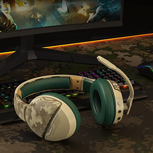 NUBWO G08 Wireless Gaming Headset with Microphone: 100-Hr Battery Life, 10m Range, Unique Desert Color, Compatible with PS4/PS5/PC/Mac