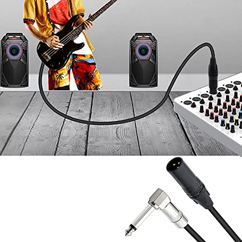 Right Angle 6.35mm Mono to XLR 3 Pin Cable,90 Degree 1/4 Male to XLR Male Interconnect Cable for Soundbox, Microphone, Power Amplifier Etc(50cm)