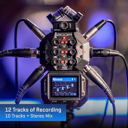 Zoom H8 Recorder for Musicians, Podcasters & Filmmakers | Filmmakers and Podcasters with Stereo Microphones, 6 Inputs, 12 Tracks, Touchscreen, USB Audio Interface, Battery Powered