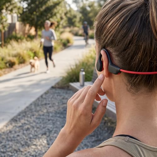 Bone Conduction Headphones Bluetooth, Water Proof Headphone with 32GB MP3 Player, IPX8, Bluetooth 5.4, Open Ear Sports Earphone for Swimming Running Cycling (Black Red) - color: Red