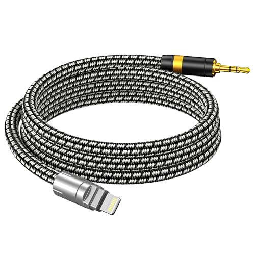 Lighting to 3.5mm Audio Cord 6.5FT, Audiophile Lighting to 1/8 Inch Aux Audio Cable Headphone Jack Adapter Male Aux Stereo Audio Cable Compatible for iPhone 14/13/12/11/XR/X/8/7 - size: 6.5ft, style: Lightning to 3.5mm