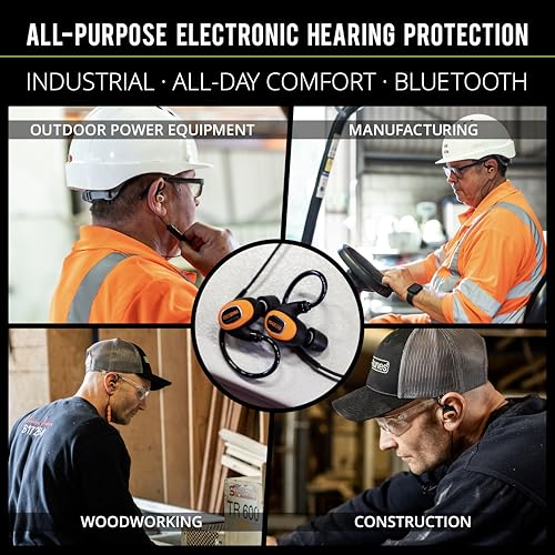 ISOtunes Pro 3.0 Bluetooth Hearing Protection, OSHA Compliant Work Earbuds | 20-hour battery, 27 dB NRR, earplug headphones, durable design, Bluetooth connectivity for work