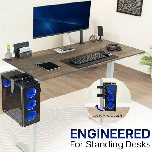 VIVO Adjustable Clamp-on Desk Leg PC Mount, Under Desk PC Mount, Computer Case CPU Holder with Tool-Free Installation, Black, MOUNT-PC01C - size: Mid
