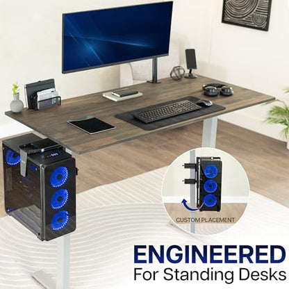 VIVO Adjustable Clamp-on Desk Leg PC Mount, Under Desk PC Mount, Computer Case CPU Holder with Tool-Free Installation, Black, MOUNT-PC01C - size: Mid