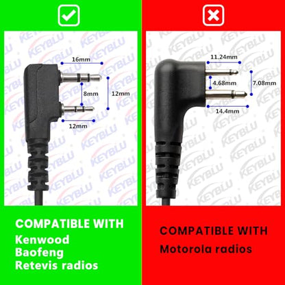 D-Ring 2 Pin Walkie Talkie Earpiece/Headset with Mic Compatible with Retevis RT21 RT22 Baofeng UV-5R Two Way Radio (Kenwood) - color: Kenwood
