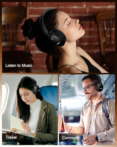 Wantek Hybrid Active Noise Cancelling Wireless Headphones | Over Ear Bluetooth Headphones with 60H Playtime, Transparency Mode, Deep Bass, Foldable Lightweight Design for Travel & Gym