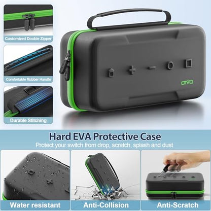 OIVO Carrying Case Compatible with 2025 Nintendo Switch, Portable Switch 2 Travel Carry Case Fit for Joy-Con 2 & Adapter, Hard Shell Protective Pouch Bag with 24 Game Slots, Green - color: Green