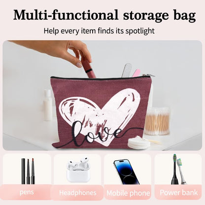Anniversary Travel Makeup Bag Pouch Valentines Day Gifts for Womens Her Ladies Love Cosmetic Case Bag Heart Toiletry Bags Pouch Romantic Gf Graduation Gifts for Girlfriend Fiancee Wife Birthday Gift - color: Anniversary Travel Makeup Bag Pouch