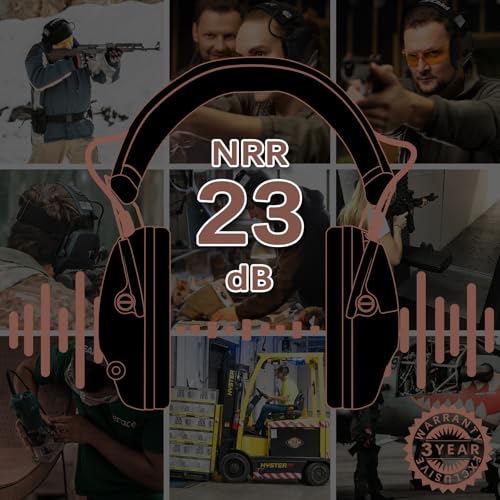 PROHEAR 2 Pack Electronic Ear Protection for Shooting with 4X Sound Amplification, Gun Range Hearing Protection Muffs, NRR 23dB Noise Reduction Headphones for Hunting, Green and Brown - style: Electronic-green+brown
