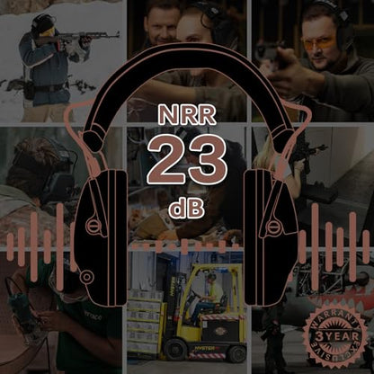 PROHEAR 2 Pack Electronic Ear Protection for Shooting with 4X Sound Amplification, Gun Range Hearing Protection Muffs, NRR 23dB Noise Reduction Headphones for Hunting, Green and Brown - style: Electronic-green+brown
