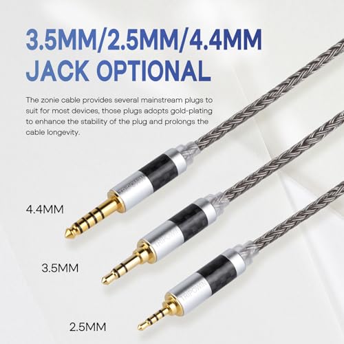 Linsoul Tripowin Zonie 16 Core SilverPlated IEM Cable, Recessed 2pin, 3.5mm - color: Grey
