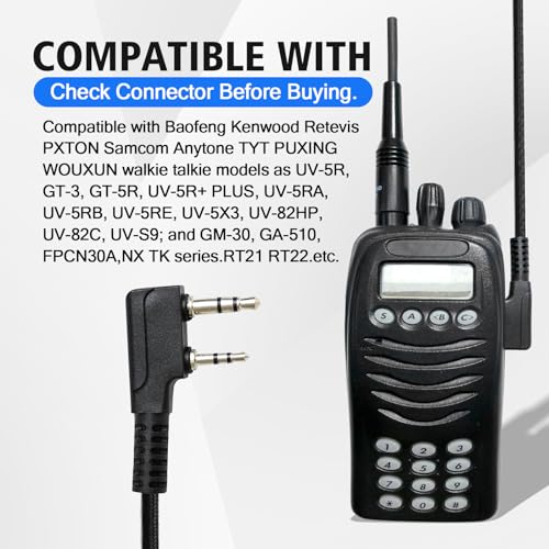 Single Sided Headphone Boom Mic Ptt Earpiece Over The Ear Two Way Radio Headset for Baofeng Retivis Kenwood Arcshell 2 Pin uv5r bf-888s h-777s rt21 rt22 ar-6 Walkie Talkies (Small Earmuff)