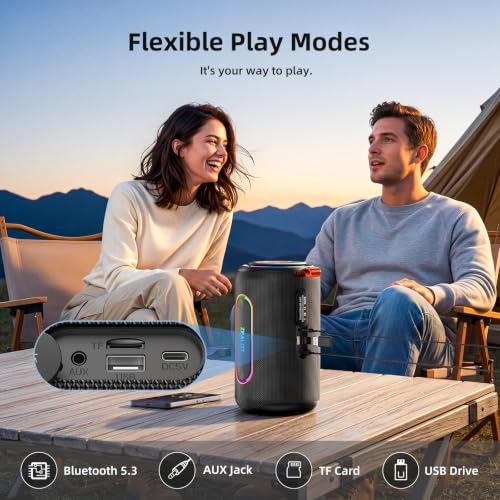 ZEALOT Portable Speaker with Powerful Bass, 80W(Peak) Outdoor Bluetooth Speaker, IPX6 Waterproof, Wireless Stereo Sound, USB/TF/AUX, 8000mAH Battery for Party, Camping, Beach
