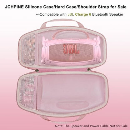 JCHPINE Silicone Cover and Carrying Case for JBL Charge 6 Bluetooth Speaker | Accessories for JBL Charge 6 AI Sound Bluetooth Speaker Protective Cases with Shoulder Strap (Pink) - color: Pink