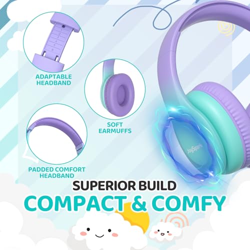 JoySpark Kids Headphones for School Toddler, 3.5mm Jack, Gradient Purple - color: Gradient Purple