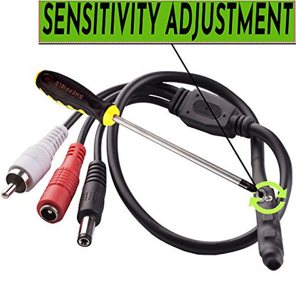 CCTV Microphone Outdoor for Security Camera IP: Audio Microphone CCTV Surveillance RCA with High Sensitive Preamp Amplified Pickup Device Mic External Camera Sound (2 Pack)