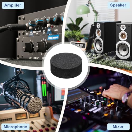 MECCANIXITY 16 Pcs Single Sided Speaker Isolation Feet Pads, 25mmx10mm Non Slip Foam Shock Absorption Base Pad Amplifier Stand Feet Mat for Speaker HiFi Home Theater Sound System, Black - size: 25mmx10mm