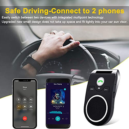 Bluetooth 5.0 Speaker for Car, Handsfree Cell Phone Car Kit | Support Siri Google Voice Assistant, Built in Microphone&3W Speaker for Handsfree Calls, GPS, Music