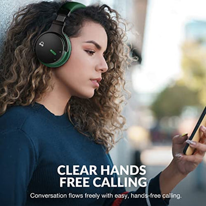 MOVSSOU Million Sold Classic E7 Active Noise Cancelling Headphones | Upgraded HD Sound, Wireless Bluetooth Headphones Over The Ear Unequaled Comfort, Vivid Deep Bass, for Home Office Travel Gift - color: Teal Green
