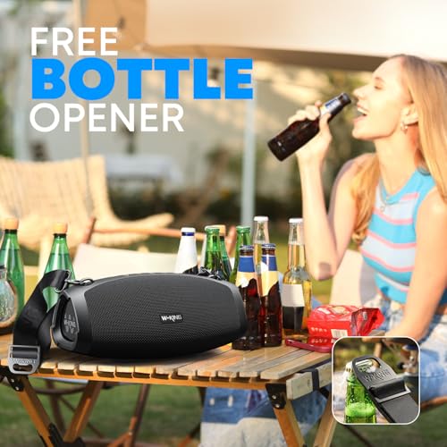 W-KING Bluetooth Speaker, 120W Peak IPX6 Outdoor Loud Portable Speakers
