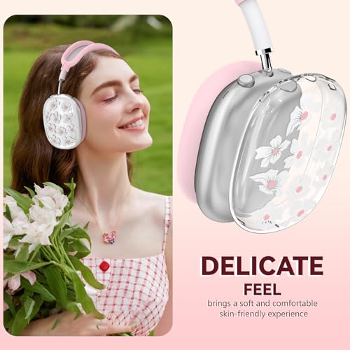 for Apple AirPods Max,Clear Flower Soft TPU Case for Women Girly,Lily | Ear Pad Case Cover/Ear Cups Cover/Headband Cover for AirPods Max Headphones (2024/2020)Transparent AirPod Max (USB-C) - color: Lily