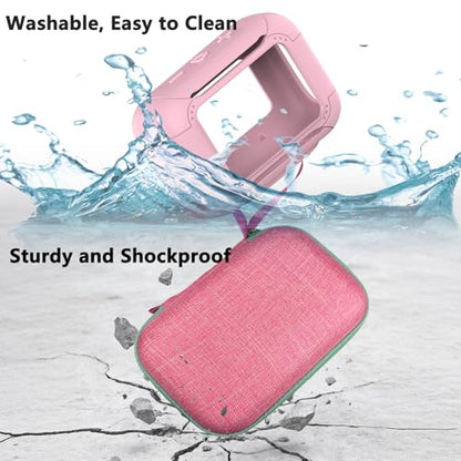 Protective Case for JBL Go 5 Portable Bluetooth Speaker | Accessories Hard Carrying Case and Silicone Cover with Metal Carabiner (Pink Case)